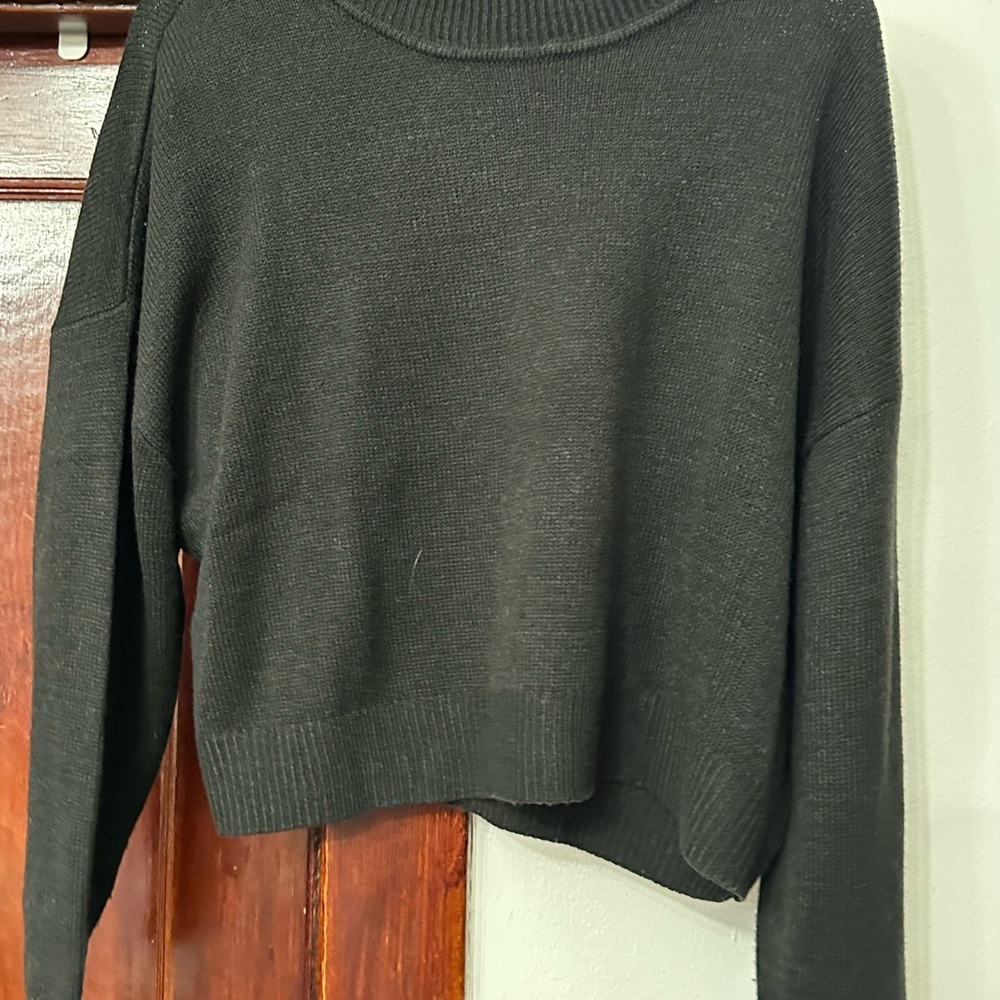 H&M Women's Black Cropped Turtleneck Sweater